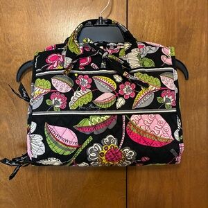 Vera Bradley Black and Pink Floral Travel Cosmetics Bag
